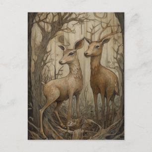 Hirsche im Wald Postkarte