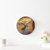 Hirsche im Wald Runde Wanduhr (Zuhause)