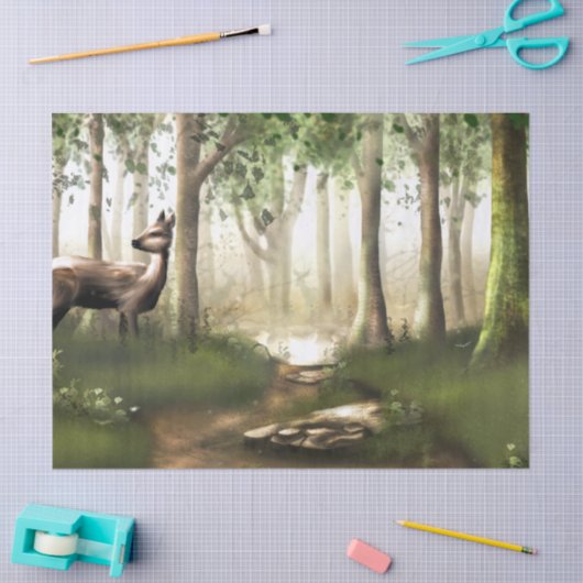 Hirsche im Wald Seidenpapier (Basteln)