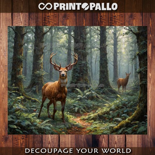 Hirsche im Wald Seidenpapier