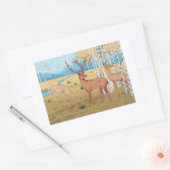 Hirsche im Wald Vintages Tier Rechteckiger Aufkleber (Umschlag)