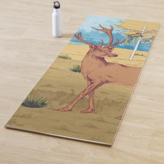 Hirsche im Wald Vintages Tier Yogamatte