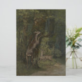 Hirsche im Wald (von Gustave Courbet) Karte (Stehend Vorderseite)