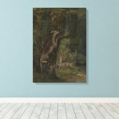 Hirsche im Wald (von Gustave Courbet) Leinwanddruck (Insitu (Holzboden))