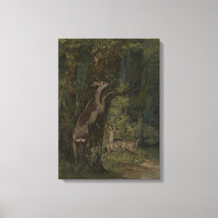 Hirsche im Wald (von Gustave Courbet) Leinwanddruck