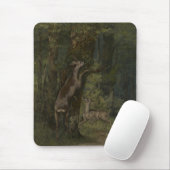 Hirsche im Wald (von Gustave Courbet) Mousepad (Mit Mouse)