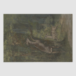 Hirsche im Wald (von Gustave Courbet) Seidenpapier