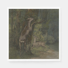 Hirsche im Wald (von Gustave Courbet) Serviette