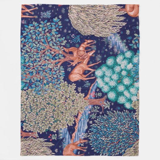 Hirsche im Wald, William Morris Fleecedecke (Vorderseite)