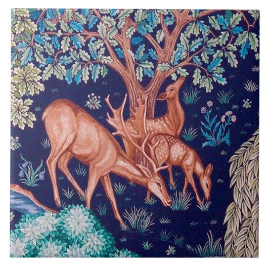 Hirsche im Wald, William Morris Fliese (Vorderseite)