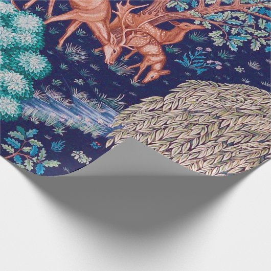 Hirsche im Wald, William Morris Geschenkpapier (Ecke)