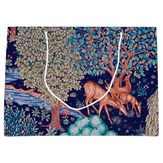 Hirsche im Wald, William Morris große Geschenktasc Geschenktüte (Vorderseite)