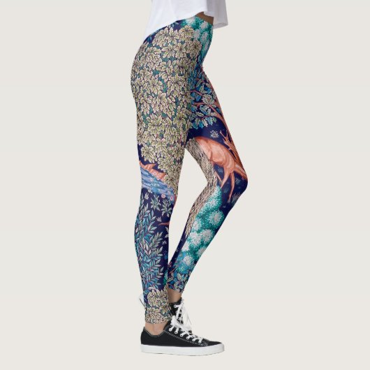 Hirsche im Wald, William Morris Leggings (Rechts)