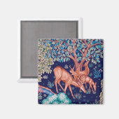 Hirsche im Wald, William Morris Magnet (Vorderseite/Rückseite)