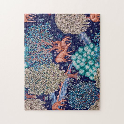 Hirsche im Wald, William Morris Puzzle (Vertikal)