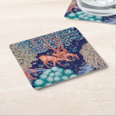 Hirsche im Wald, William Morris Rechteckiger Pappuntersetzer (angewinkelt)