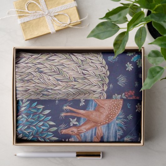 Hirsche im Wald, William Morris Seidenpapier (Geschenk)