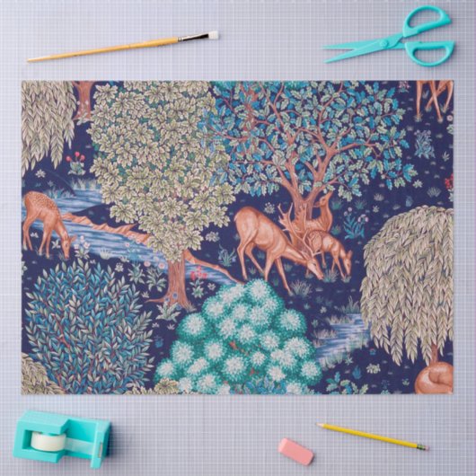 Hirsche im Wald, William Morris Seidenpapier (Basteln)