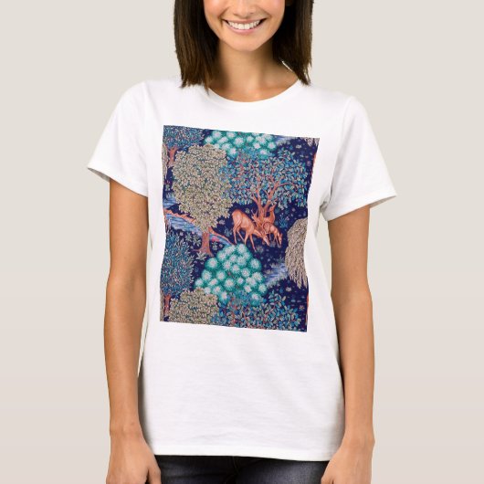 Hirsche im Wald, William Morris T-Shirt (Vorderseite)