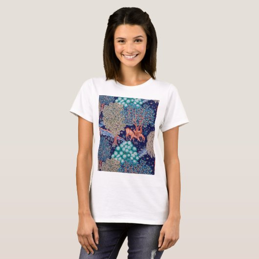 Hirsche im Wald, William Morris T-Shirt (Vorne ganz)