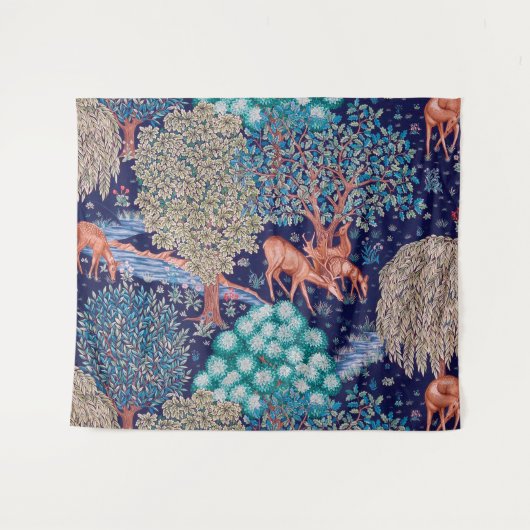 Hirsche im Wald, William Morris Wandteppich (Vorderseite (Horizontal))