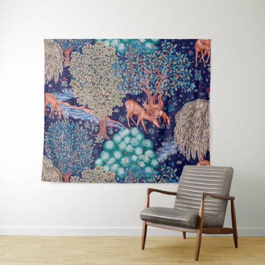 Hirsche im Wald, William Morris Wandteppich (Beispiel (Horizontal))