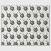 Hirsche im Weihnachtsschrei auf Holz Geschenkpapier (Flach)