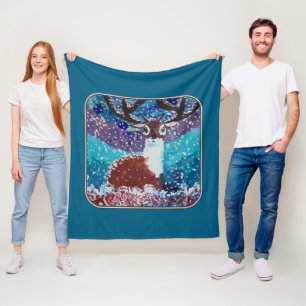 Hirsche im Winter Fleecedecke