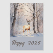 Hirsche im Winter - Happy 2025 Magnetkarte (Vorderseite)