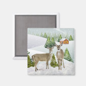 Hirsche im Winter mit Schnee-Kühlschrankmagnet Magnet (Vorderseite/Rückseite)