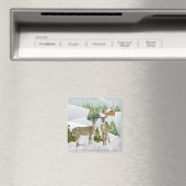 Hirsche im Winter mit Schnee-Kühlschrankmagnet Magnet (In Situ (Geschirrspüler))