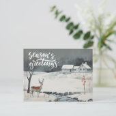 Hirsche im Winter Nachtblick Jahresgrüße Feiertagspostkarte (Stehend Vorderseite)