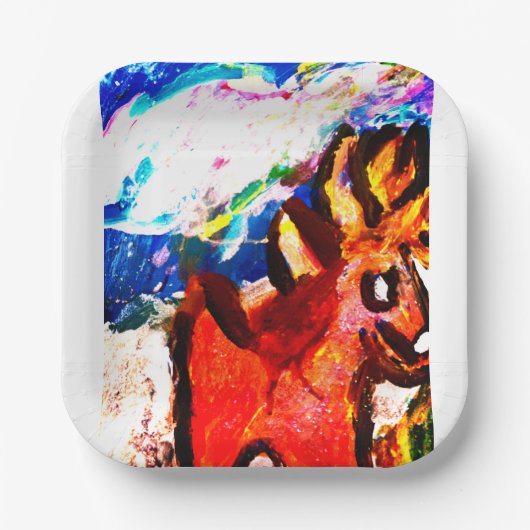 Hirsche im Winter Pappteller (Vorderseite)