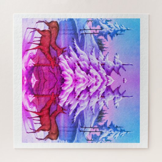 Hirsche im Winter Puzzle (Horizontal)