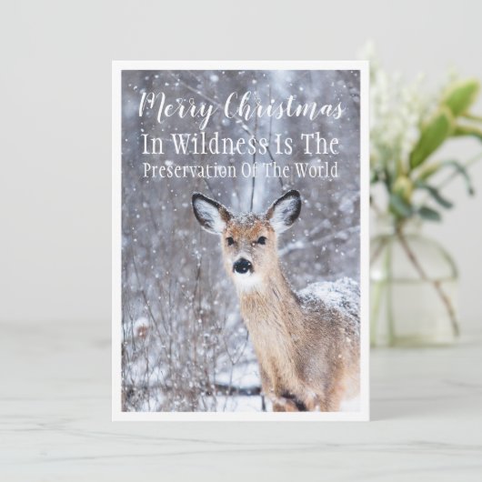 Hirsche im Winter Schneewald Weihnachtsgrüße (Stehend Vorderseite)