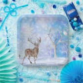 Hirsche im Winter-Wald Urlaub Pappteller (Party)