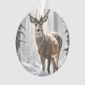 Hirsche im Winter-Wald Weihnachten Ornament (Vorderseite)