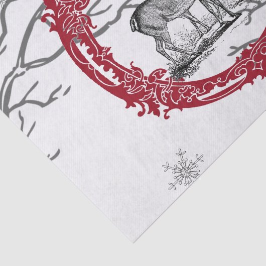 Hirsche im Winter-Wald Weihnachtszettel Seidenpapier (Ausschnitt)