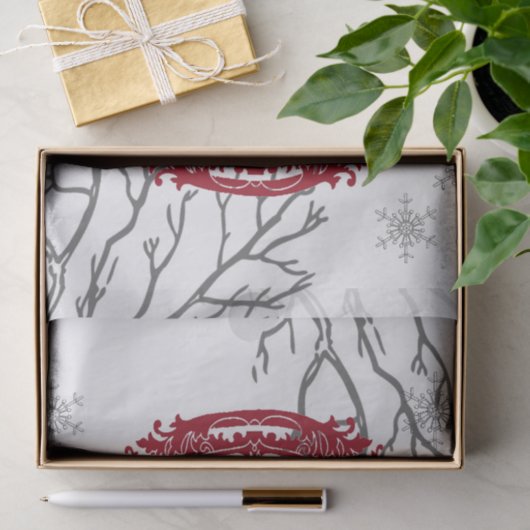 Hirsche im Winter-Wald Weihnachtszettel Seidenpapier (Geschenk)