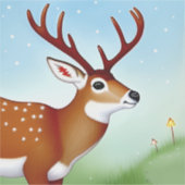 Hirsche im Winter Wunderland Szene Aufkleber (Vorderseite)