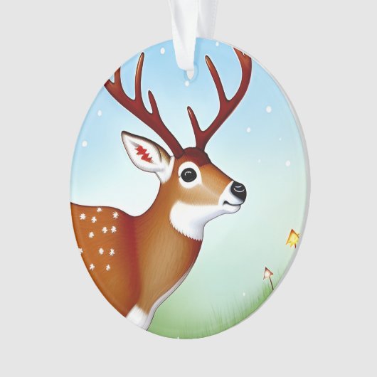 Hirsche im Winter Wunderland Szene Ornament (Vorderseite)
