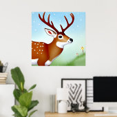 Hirsche im Winter Wunderland Szene Poster (Heimbüro)