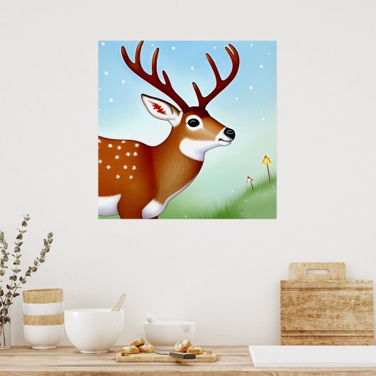 Hirsche im Winter Wunderland Szene Poster (Küche)