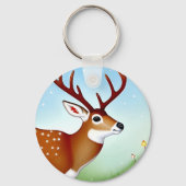 Hirsche im Winter Wunderland Szene Schlüsselanhänger (Rückseite)