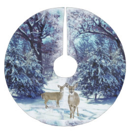 Hirsche im Winter Wunderland Weihnachtsbaumrock Polyester Weihnachtsbaumdecke