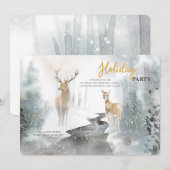 Hirsche im Winterschnee Einladung (Vorne/Hinten)