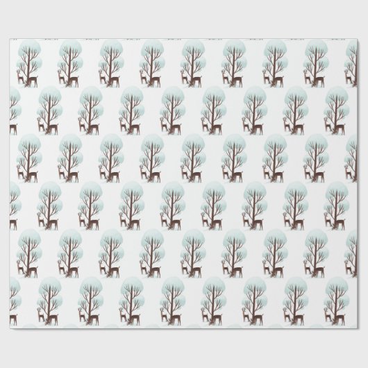 Hirsche im Winterwald Geschenkpapier (Flach)