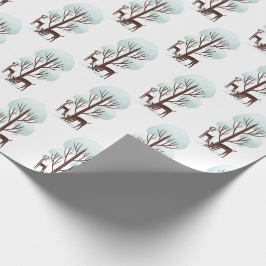 Hirsche im Winterwald Geschenkpapier (Ecke)