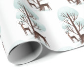 Hirsche im Winterwald Geschenkpapier (Rolleneckpunkt)
