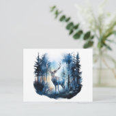 Hirsche im Winterwald Postkarte (Stehend Vorderseite)